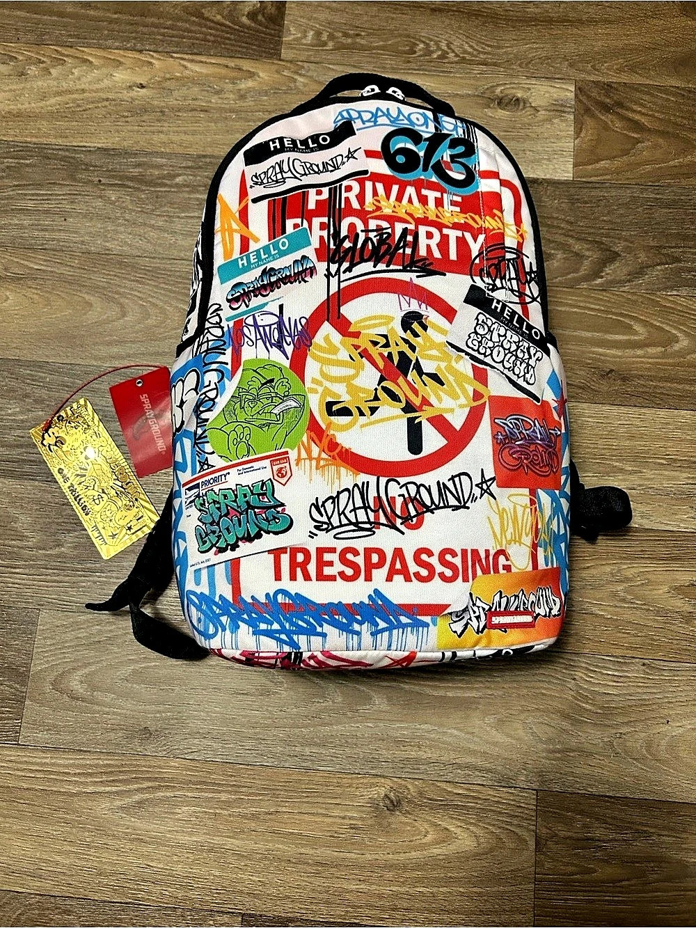 Sprayground The Journey Begins Backpack Graphic Print Backpack White & Black